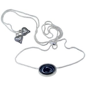 silver necklace with adjustable slider and Penn State Athletic Logo pendant